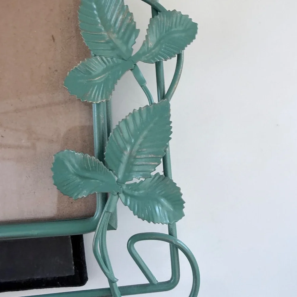 Vintage 1997 Dennis East Metal Rose Picture Frames Set of 3 Teal Cottagecore 3x5